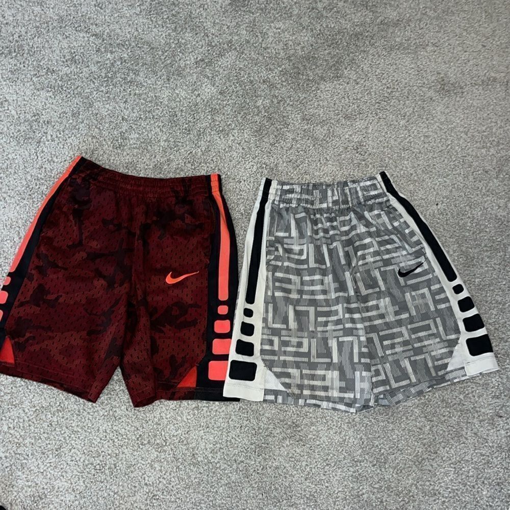 2-Two Nike Elite red gray camouflage camo style basketball shorts L youth kids
